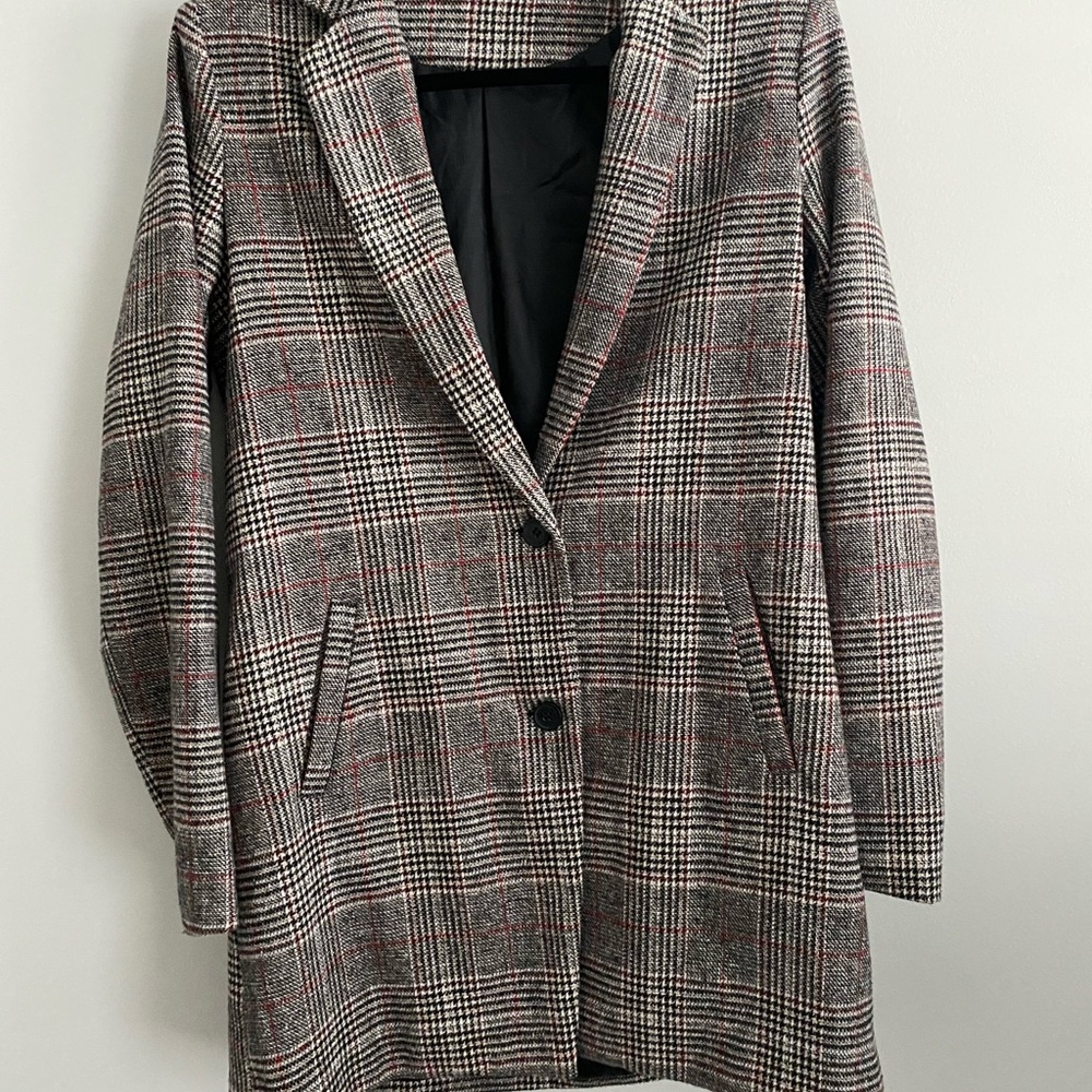 Women's Plaid Coat - Gray